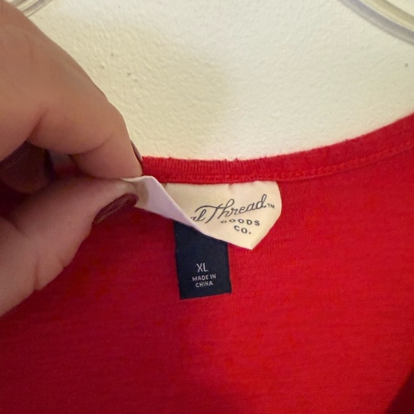 Universal Thread Red Short Sleeve Tie Front T-Shirt - Picture 3 of 5